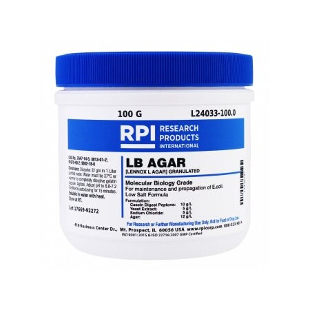 Rpi LB Agar, Low Salt Formula, Granulated, 100 G L24033-100.0